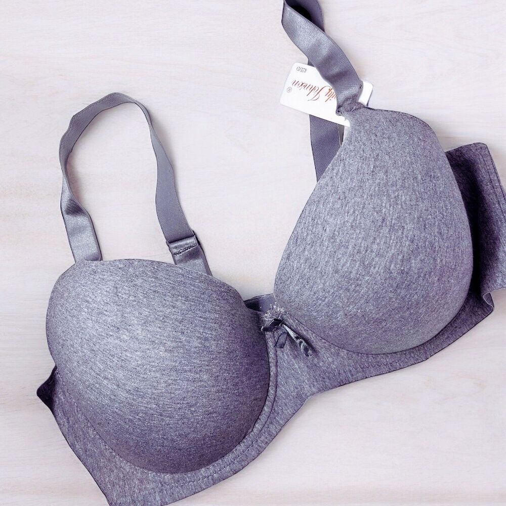 42DD Bra Gray Padded T-Shirt Women’s SUPER SOFT Casual Comfy Emily Johnson NWT